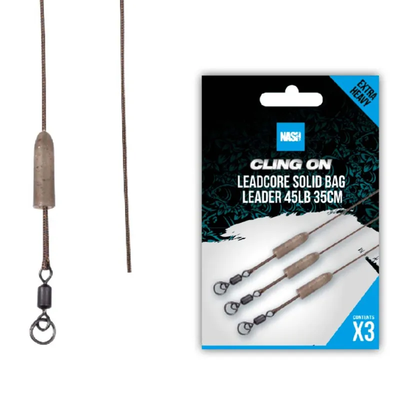 Skladem - Nash Montáž Ready Tied Leadcore Solid Bag Leader 45lb 35cm 3ks