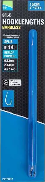 8ks - Návazec Preston SFL-B Spade End Hooklengths 15cm Velikost 18 - Bezpečná platba
