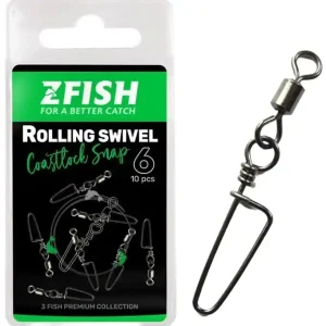 10ks - Karabinka s Obratlíkem Zfish Rolling Swivel & Coastlock Snap - Právě v prodeji