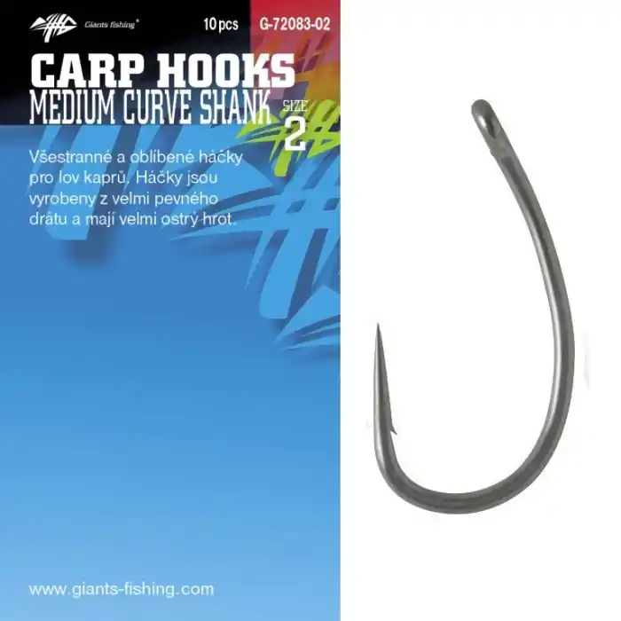 10ks - Háček Giants Fishing Medium Curve Shank Velikost 6 - Sleva navíc