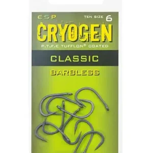 10ks - Háček ESP Cryogen Classic Barbless - Právě přidáno