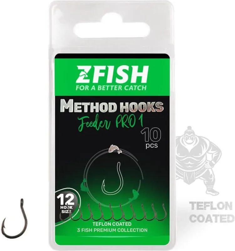 Akce - 10ks - Háčky Zfish Method Feeder Pro 1 Velikost 12