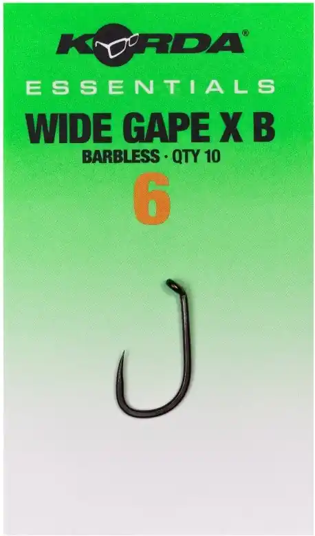 10ks - Háček Korda Essentials Wide Gape Barbless Velikost 6 - K dispozici