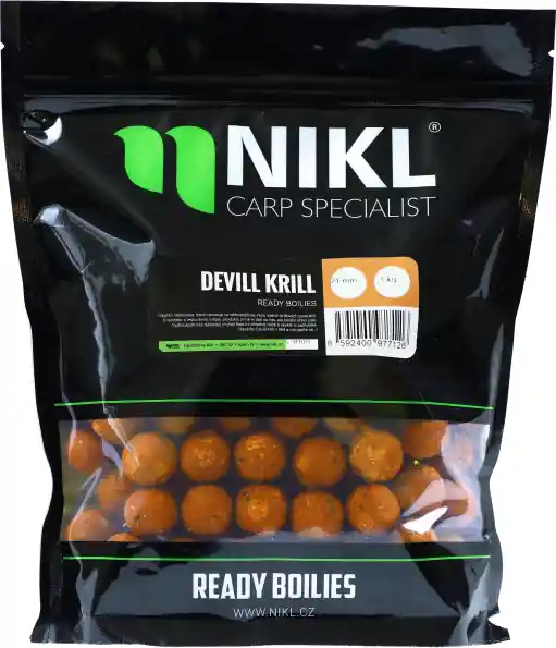 Právě přidáno | NIKL Hotové boilies Devill Krill 1kg 24mm