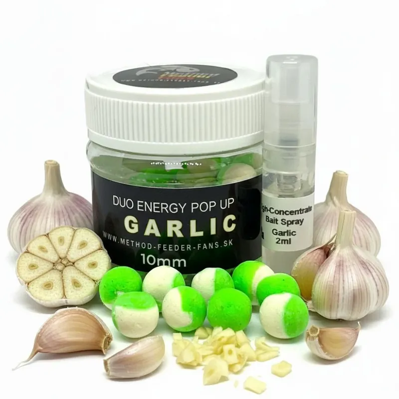 Tovární cena | METHOD FEEDER FANS Plovoucí Boilies Duo Energy Česnek 12mm 50ml