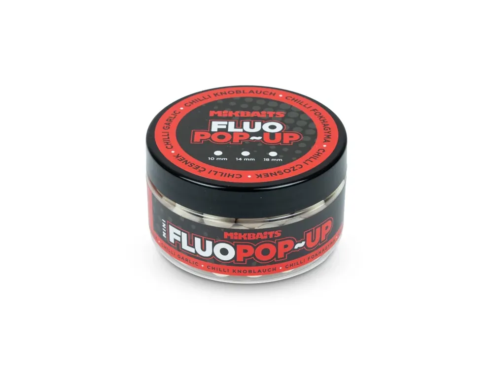 Mikbaits Plovoucí fluo boilie Chilli Česnek 10mm 100ml - Cenová bomba