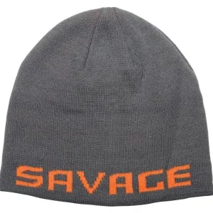 Profesionální kvalita - Savage Gear Čepice Logo Beanie One Size Rock Grey Orange