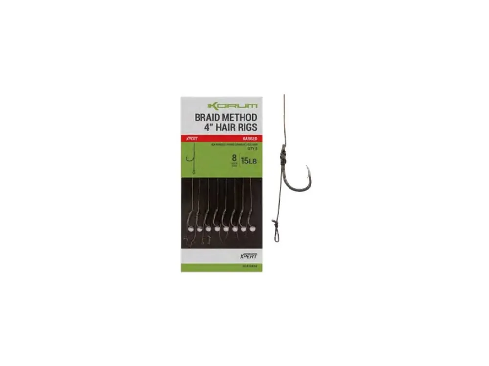 Power Braid Method Hair Rigs 15 lb Barbed 10 cm 8 ks - Speciální nabídka