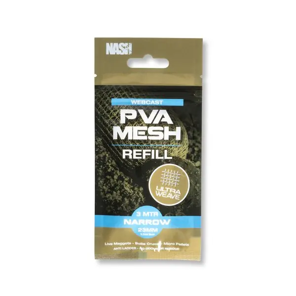 Vysoká kvalita - Nash PVA náhradní punčocha Webcast Ultra Weave Refill Narrow – 23mm x 3m