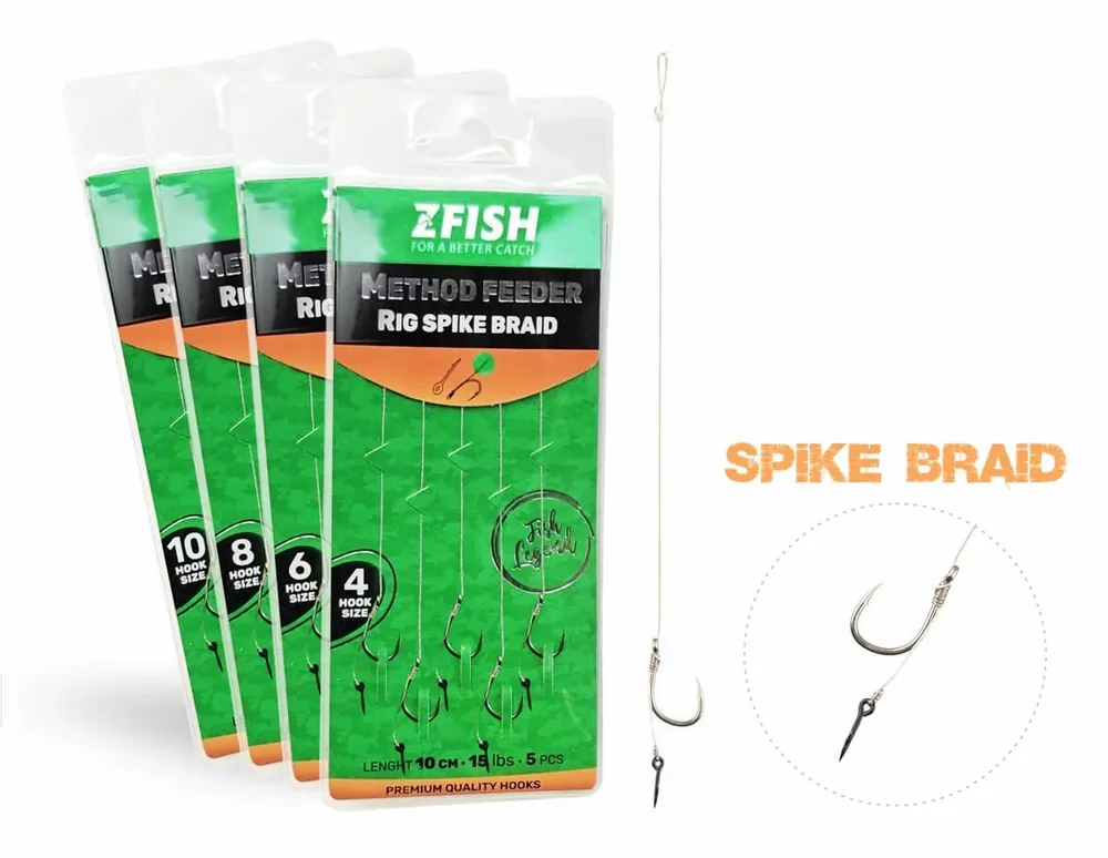 Skvělé hodnocení | ZFISH Návazec Method Feeder Rig Spike Braid 5 ks 8
