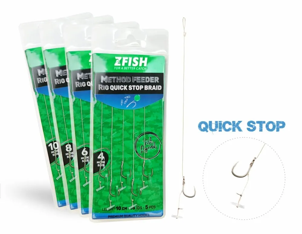 Nejprodávanější | ZFISH Návazec Method Feeder Rig Quick Stop Braid 5 ks 8