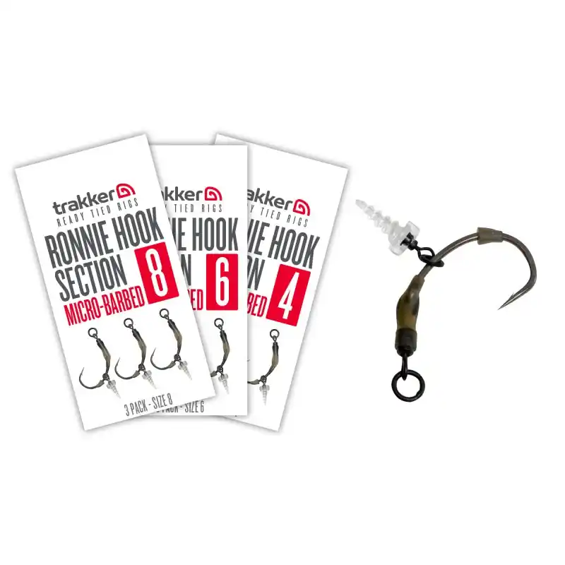 Trakker Products Koncová část návazce Ronnie Hook Section 3 Pack - Size 6 (Barbed) - Omezené zásoby